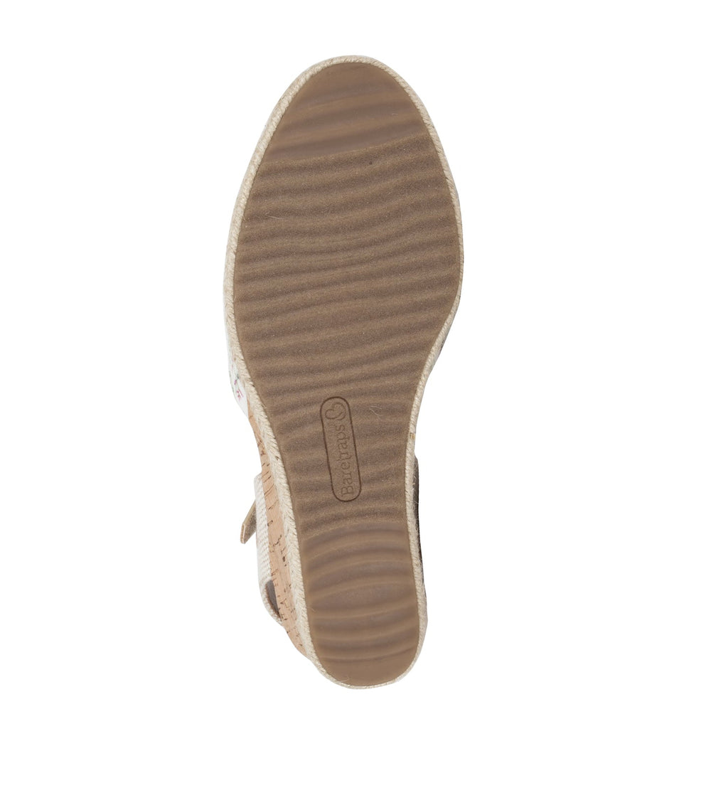 Baretraps Ocean Closed Toe Wedge Sandal White Multi Flower Canvas