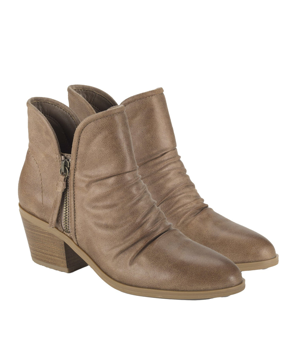 Baretraps Serenity Block Heel Bootie Taupe Microfiber