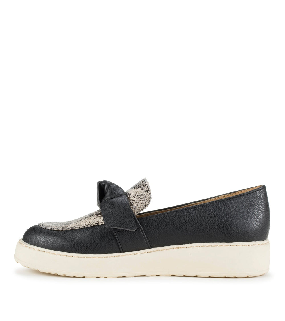 Baretraps Ferdana Moc Toe Slip On Black Snake