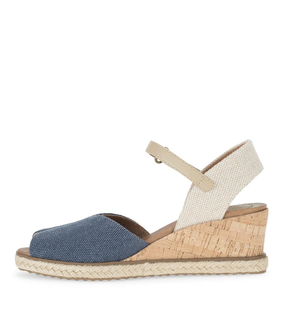 Baretraps Odetta Espadrille Wedge Sandal Navy Blue Canvas